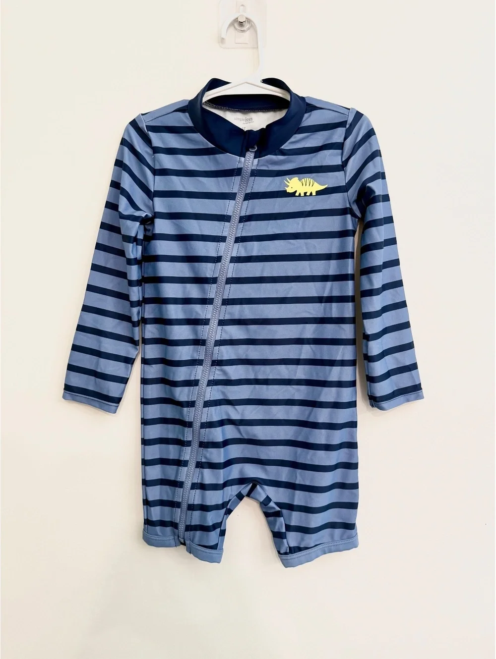 Simple Joys by Carter's Toddler Boys 3T Blue Striped Long Sleeve One-Piece Swims